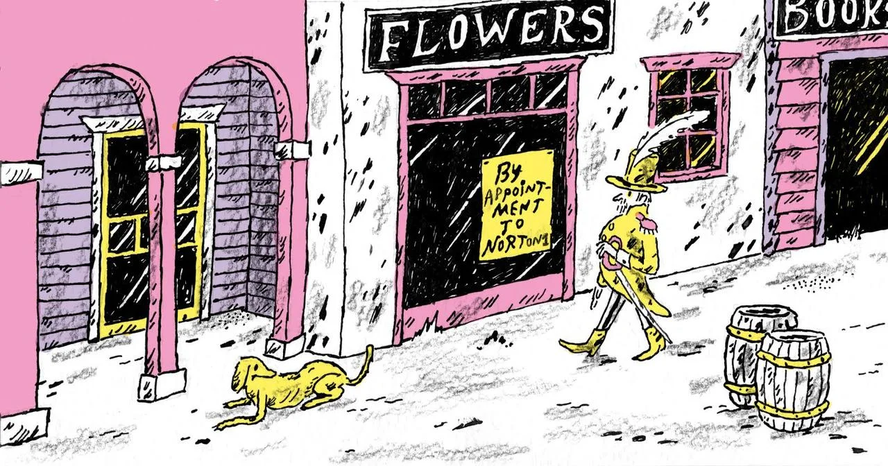 Illustration, 2014, by Anna Haifisch (b. 1986). For Jeff Campagna's essay, "The Original San Francisco Eccentric." © 2014 Anna Haifisch. Source: Narrative.ly . 