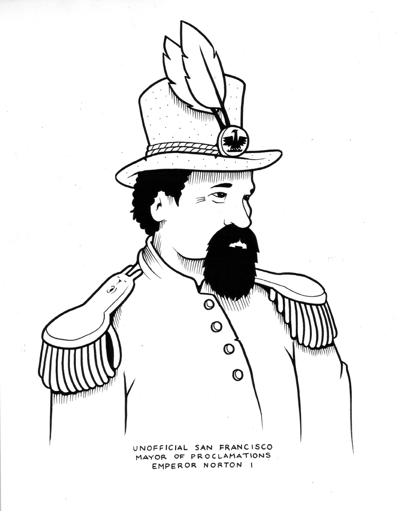 "Mayor of Proclamations" (2015), by Jeremy Fish (b. 1974). Created for the show O Glorious City , on view at San Francisco City Hall from 4 November 2015 to 25 March 2016. © 2015 Jeremy Fish. Source: Jeremy Fish.