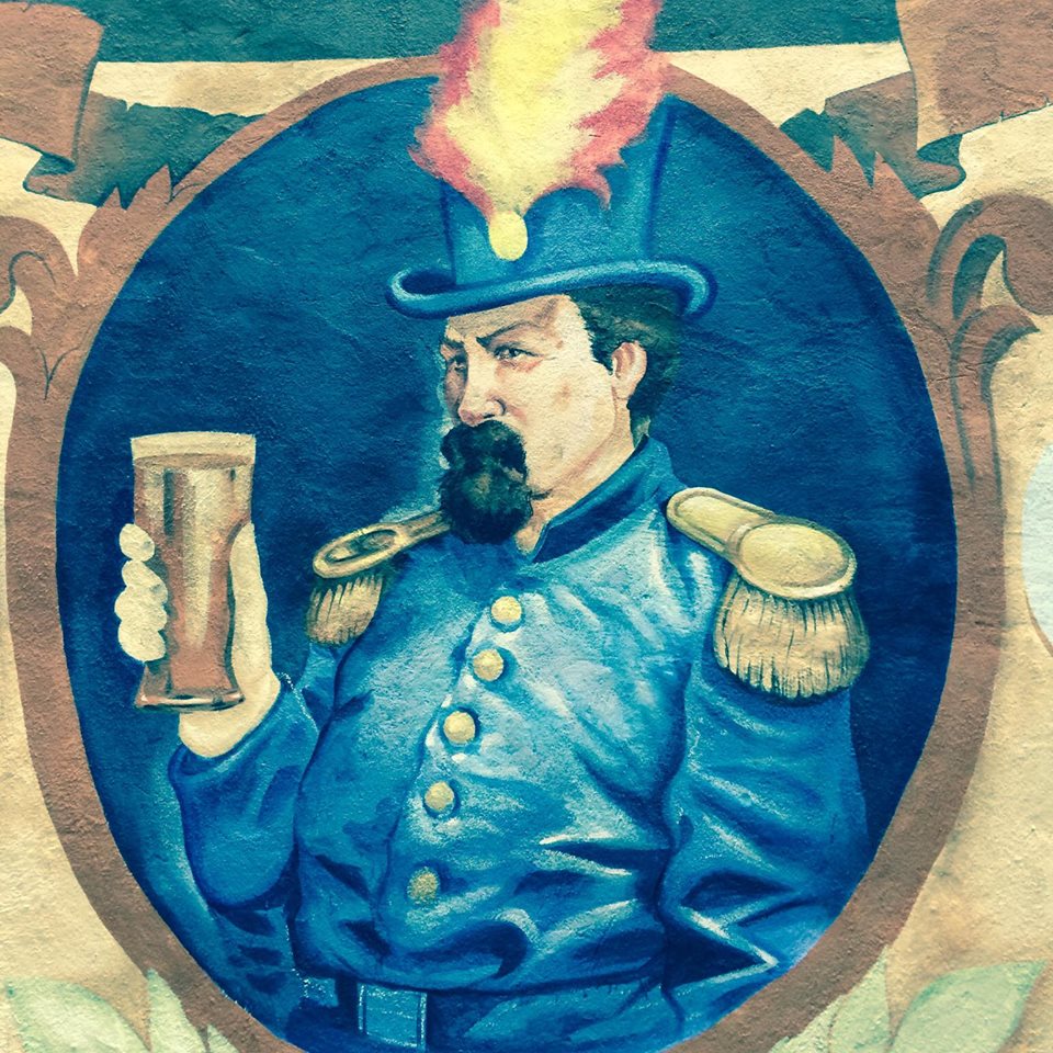   Detail of mural, 2014, by Andrei Bouzikof, at Emperor Norton's Boozeland, San Francisco.  Located in the rear garden. Photograph:  Emperor Norton's Boozeland . For a more complete view of the mural, click  here . [Added 6.28.2016] 