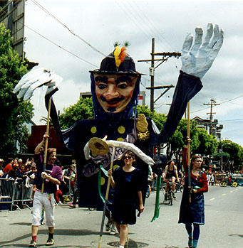   Emperor Norton puppet, 1997, by Mona Caron.  For 1997 San Francisco Carnival parade. Source:  Mona Caron . [Added 6.28.2016] 