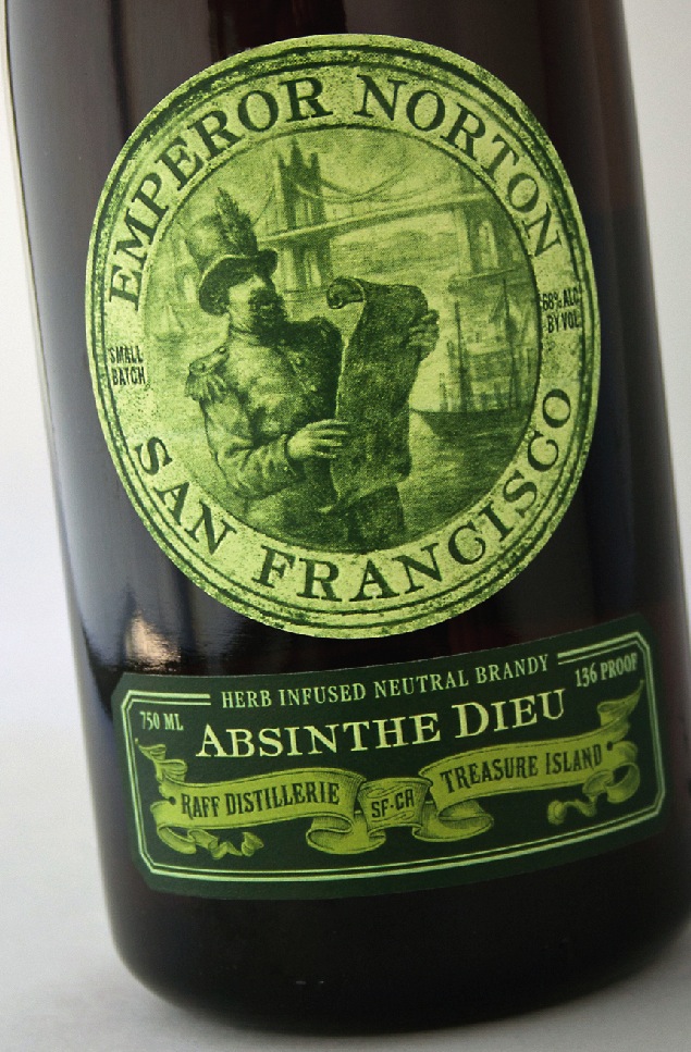   Label design, 2012, for Raff Distillerie's Emperor Norton Absinthe Dieu, by Austin Design Group.  ©&nbsp;2012 Austin Design Group. Source:  Austin Design Group . [Added 7.7.2016] 