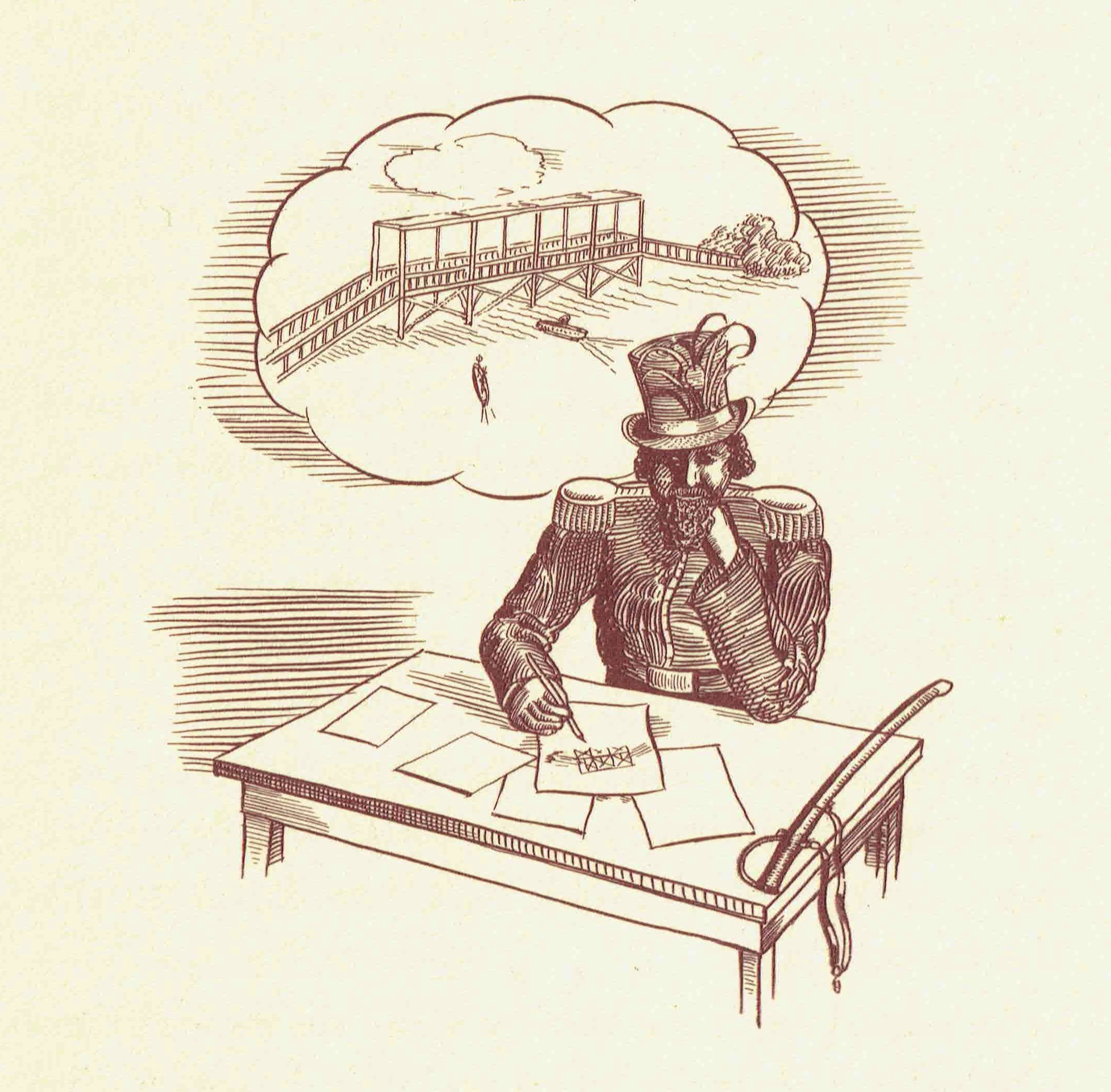 Illustration, 1939, by Pierre Vittier (1906-1998). Source: Artwork in David Warren Ryder, San Francisco's Emperor Norton (1939). 