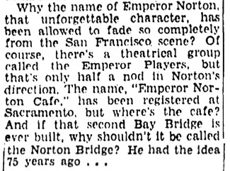 Clip from Herb Caen's column, San Francisco Chronicle , 29 April 1947 , p.13. Click image for PDF of the full page. Source: San Francisco Public Library.