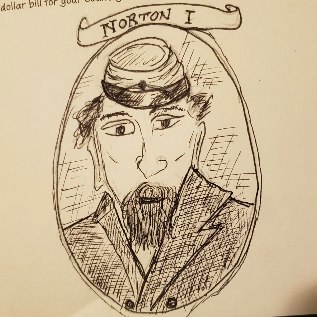 “Norton I” (2019), pen and ink, quick sketch by Jacob Chipman. © 2019 Jacob Chipman. Source: Jacob Chipman. Artist site: Dim Planet Gallery .