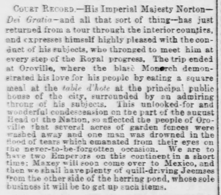 “Court Record” in City Items, Daily Alta California , 9 March 1864 , p.1. Source: California Digital Newspaper Collection .