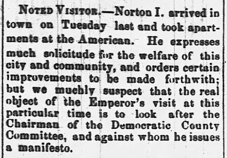 “Noted Visitor,” Petaluma Journal & Argus , 16 August 1869 , p.3. View pdf of full page here . Source: Newspapers.com