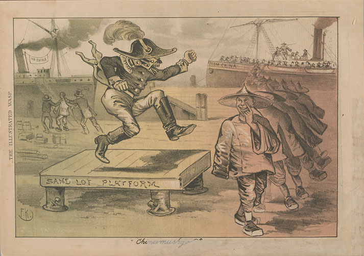 “Chineemushgo,” cartoon by George Frederick Keller (1846–1927). The San Francisco Illustrated Wasp , 26 July 1879. Source: Virtual Museum of Early and Native California.