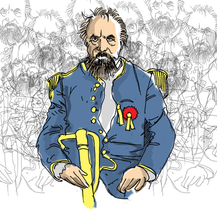    Emperor Norton , mixed media (ink and digital), October 2019. By Josh Pincus (b.1961).  Part of the artist’s  Dead Celebrity Spotlight  series at his blog,  Josh Pincus Is Crying . Source:  “DCS: emperor norton,”  Josh Pincus Is Crying. © Josh Pin