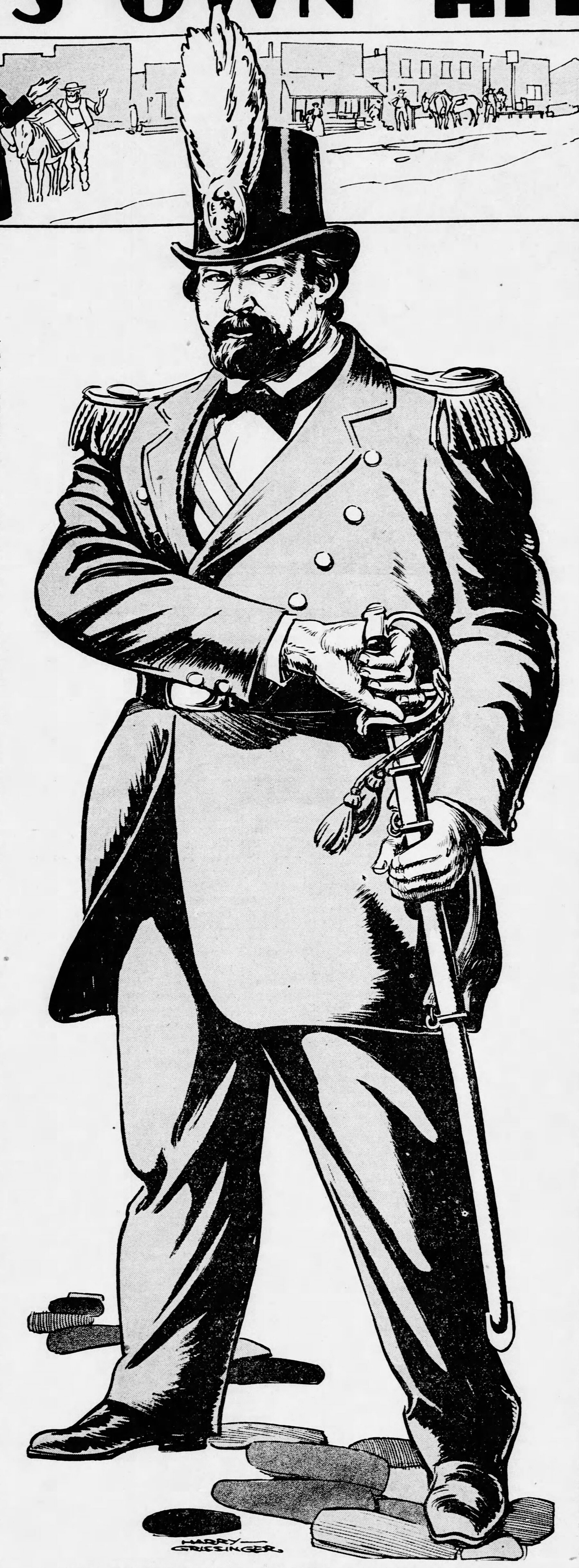   Emperor Norton, 1939, by Harry Ross Grissinger (1887–1966)  for the Newspaper Enterprise Association (NEA).   Lead illustration for feature, “America’s Own ‘Hitler,’”  The Arizona Republic , 23 April 1939, Section 5 (Sunday magazine), p. 7. Source: