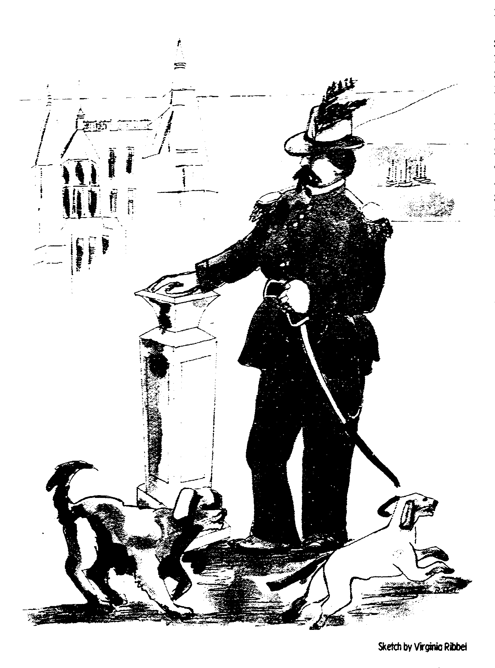   Emperor Norton, 1981, sketch by Virginia Ribbel (1913–2010).  Illustration for article, “Joshua A. Norton I — The Kindliest ‘Emperor of Them All” (Yesterday in the West column),  San Diego Union , 4 October 1981, Section G (Travel), p. 2. Source: G