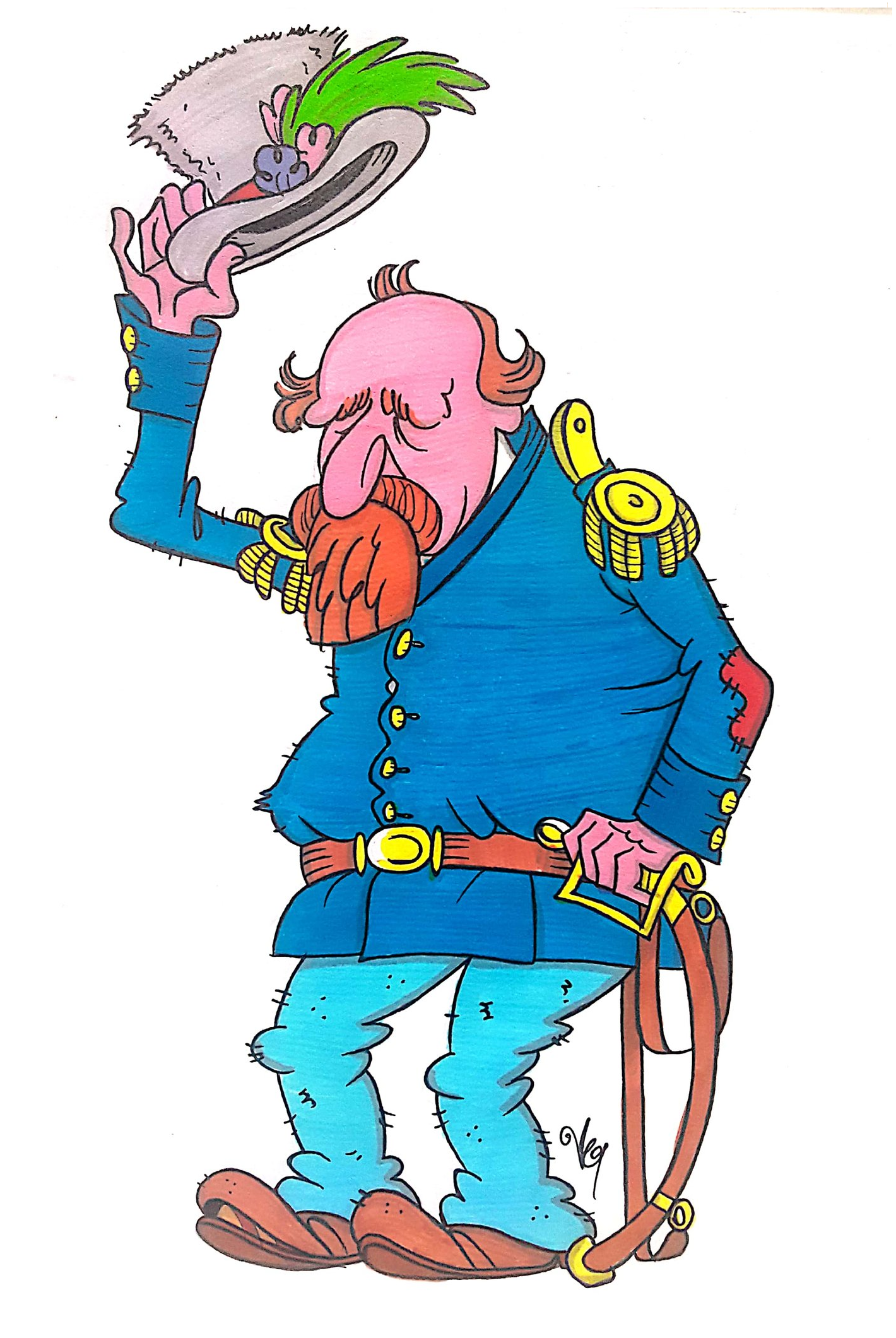   Emperor Norton, 2022, by V. Salles (b. 2003).  Pencil, Nanking ink (linework) and Sharpies (colors). Artist  Instagram . [Added 9.28.2022] 