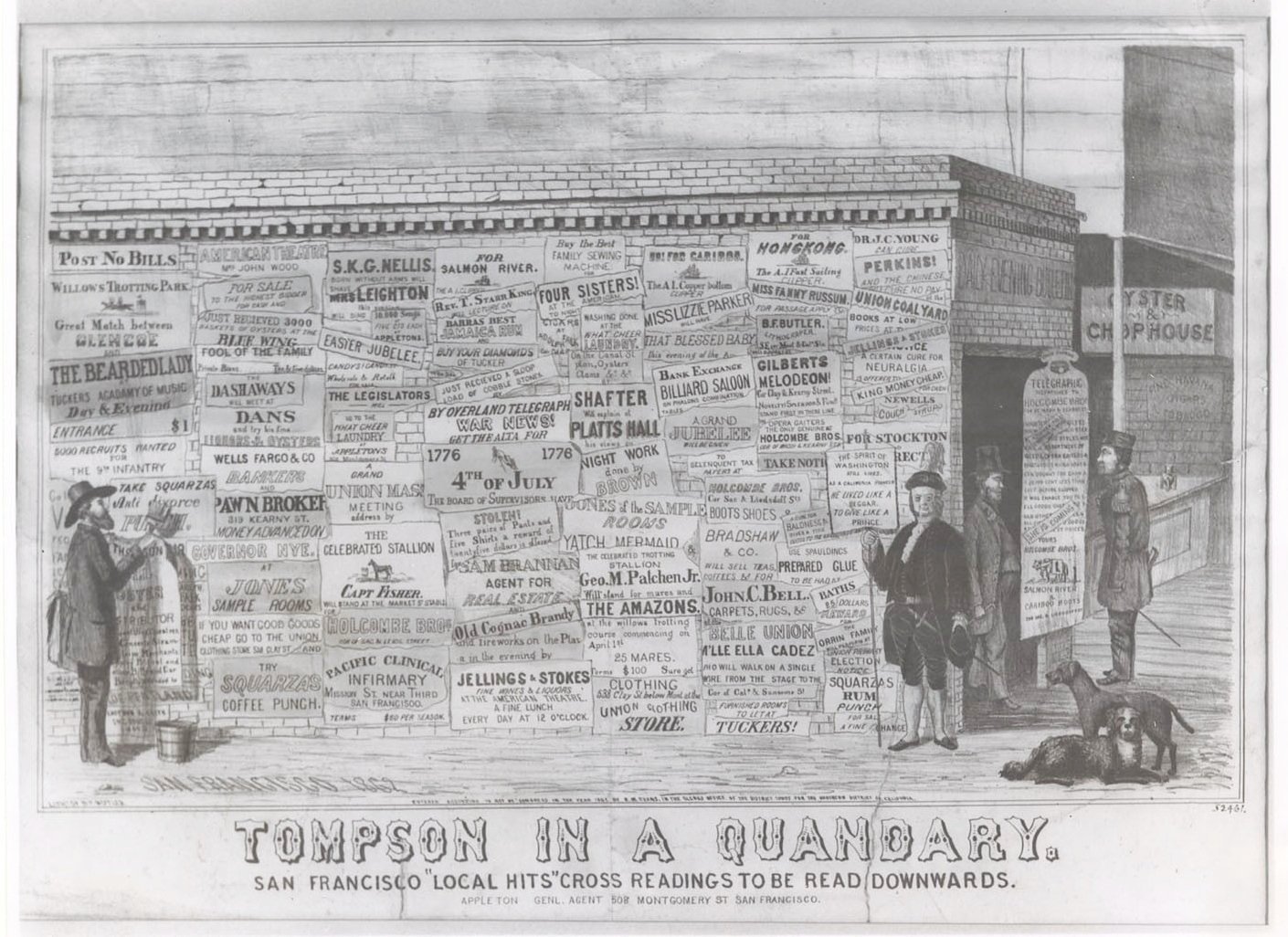   “Tompson in a Quandary,” 1861 or 1862 (possibly between September 1861 and September 1862), by R.M. Evans.  Benjamin Franklin Butler (1819–1865), lithographer (not to be confused with the Civil War general and politician of the same name and overla