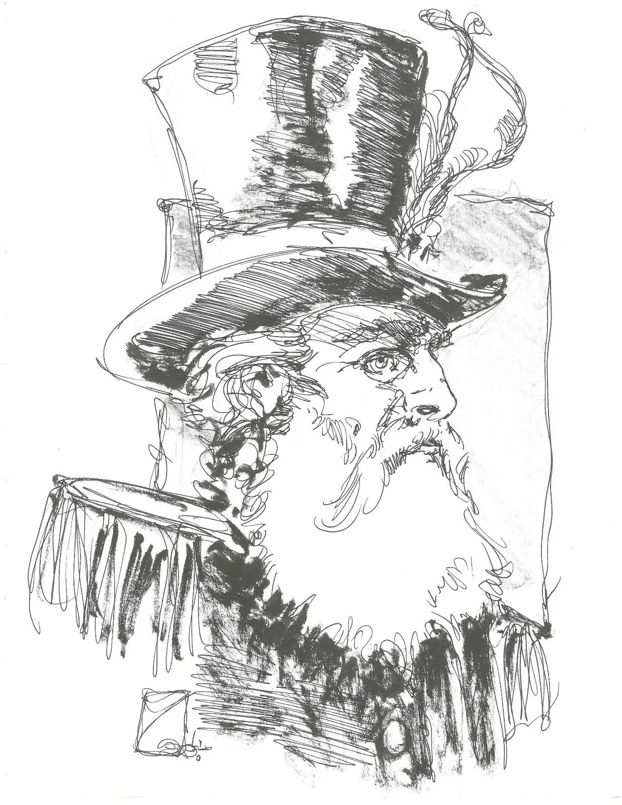   Emperor Norton, 2005, by Michael Zulli (1952–2024).  Mixed media, 8½” x 10½”. One-of-a-kind drawing created at the 2005 Big Apple Comic Con. Zulli was an illustrator who pencilled and inked comic stories by Neil Gaiman. Although Zulli did not work 