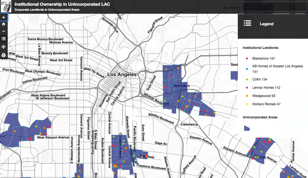Map Of Unincorporated Los Angeles County Corporate Landlords In Unincorporated Areas Los Angeles Anti Eviction Mapping Project
