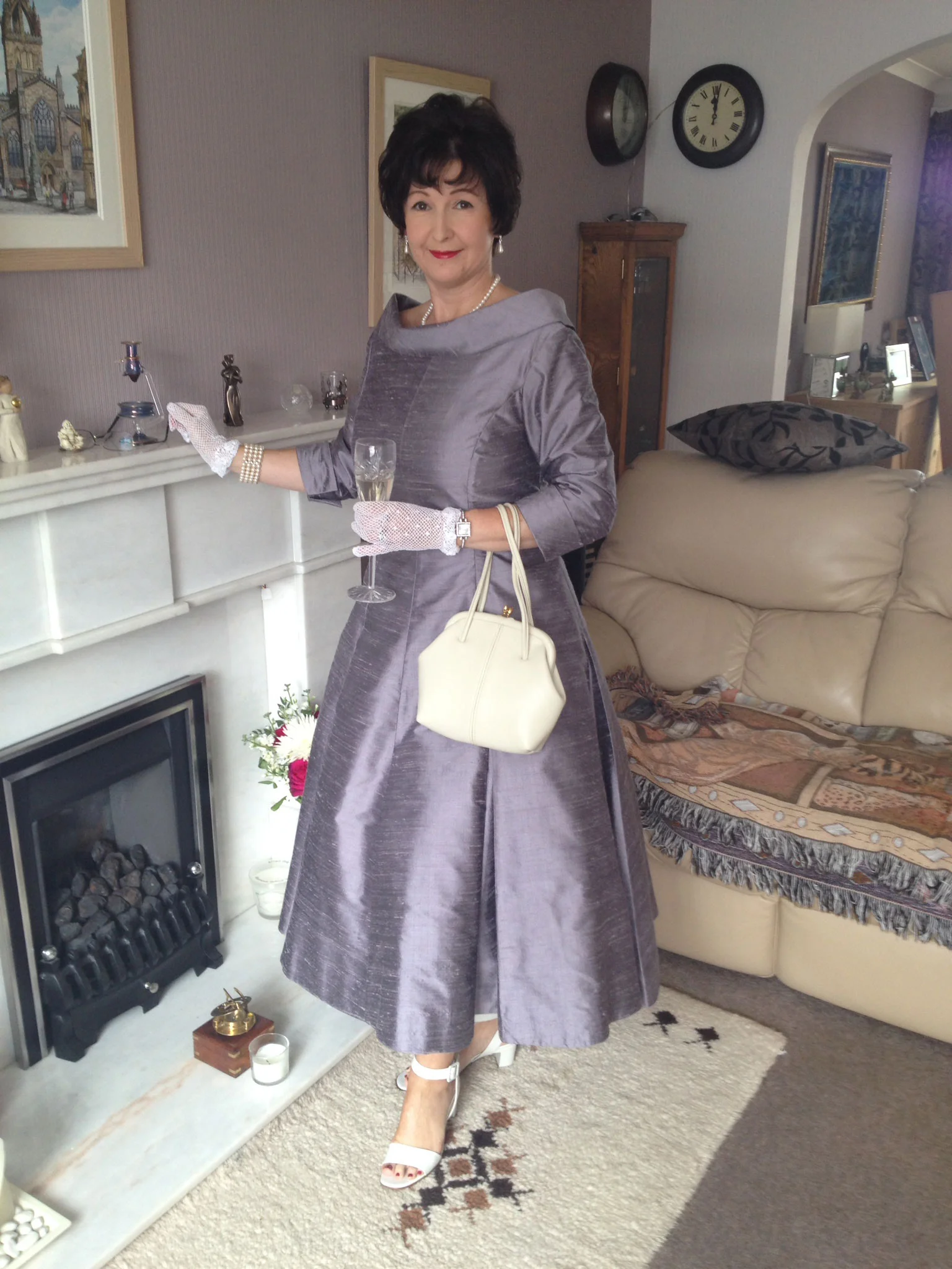 Lavender silk dupion 50's style 50's dress for the lovely lovely Loraine