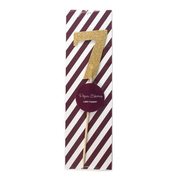 Gold Glitter Number 7 Cake Topper