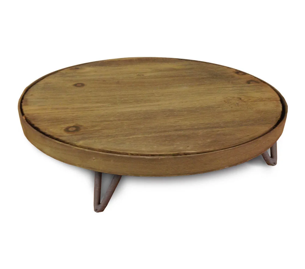 Trio of Rustic Wooden Barrel Top Risers Hire