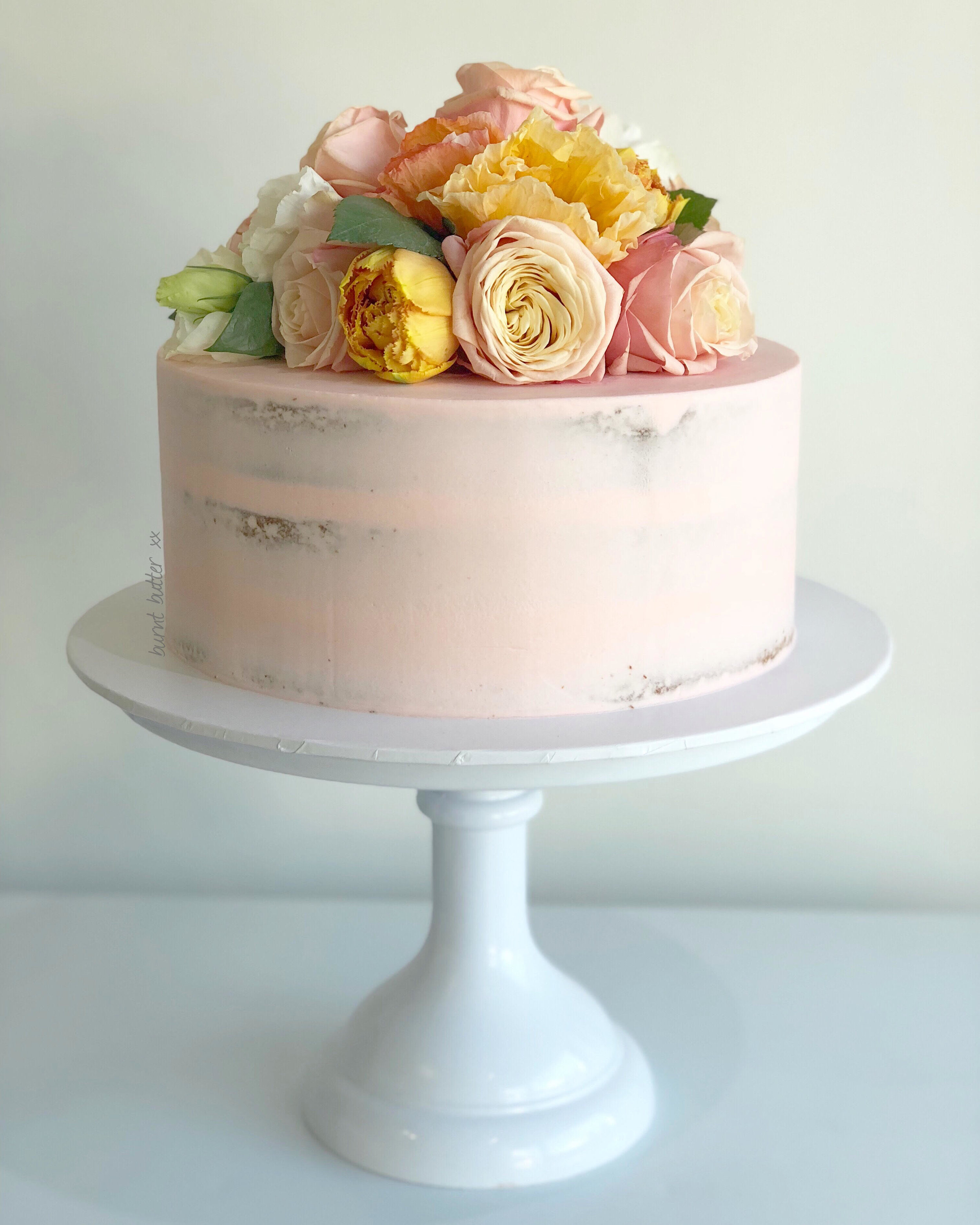 Textured Buttercream Cake with Fresh Flowers — Vanilla Pod