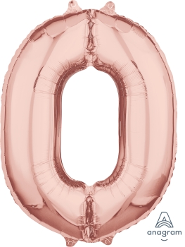 Rose Gold Medium Sized Number 0 Balloon 66cm