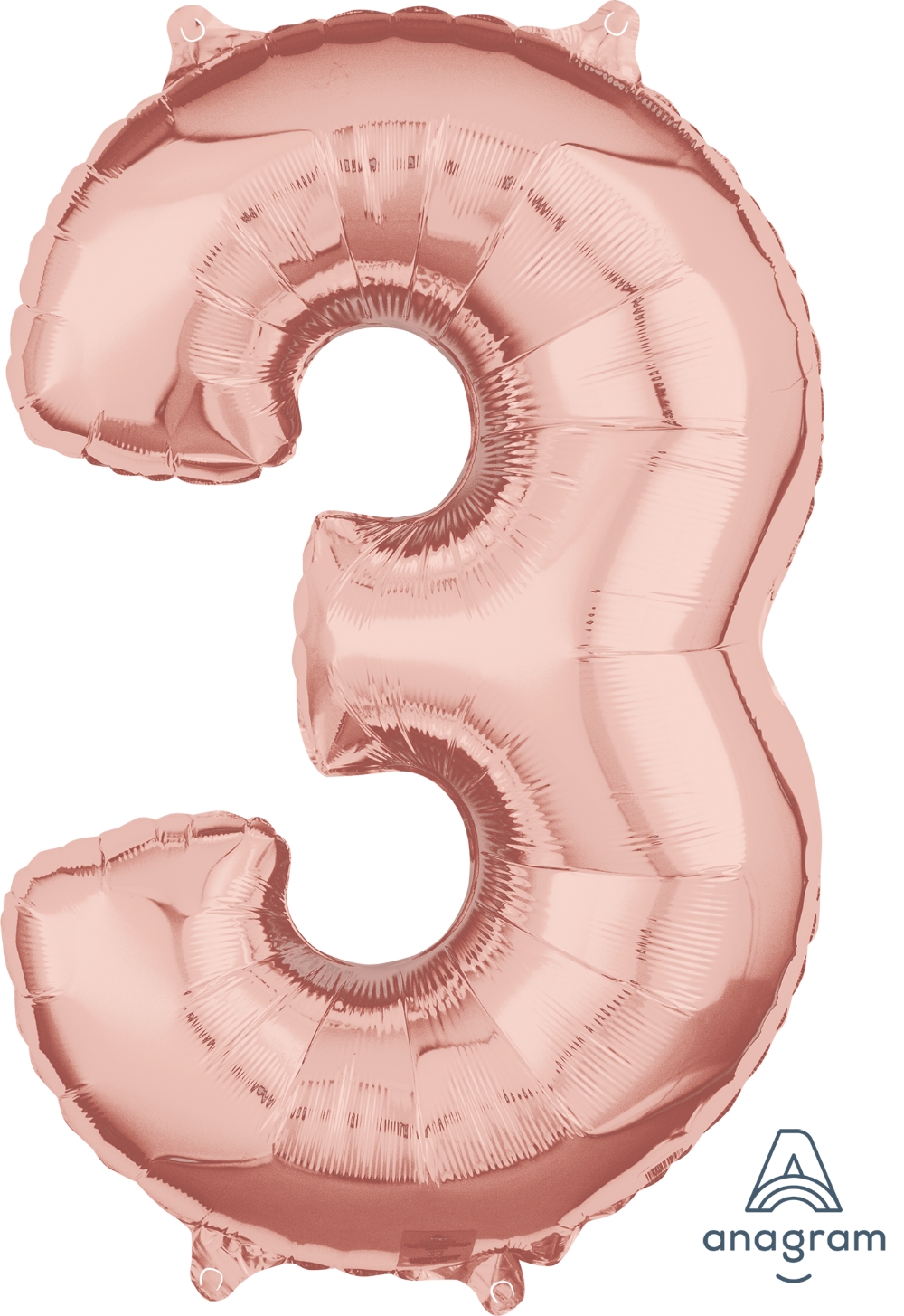 Rose Gold Medium Sized Number 3 Balloon 66cm