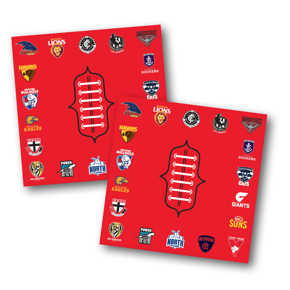 All Team AFL Party Pack Napkins Cups Plates Bunting Balloons 
