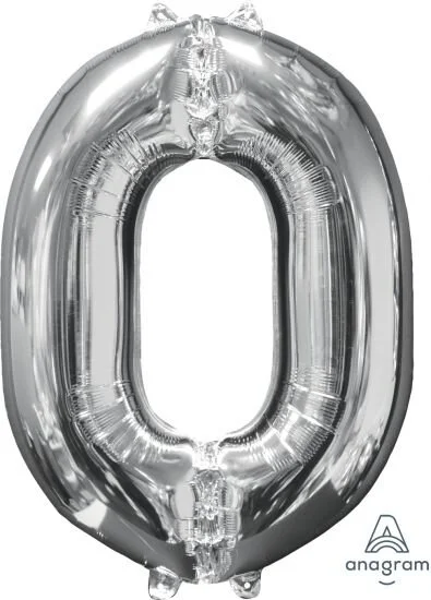 Silver Medium Sized Number 0 Balloon 66cm