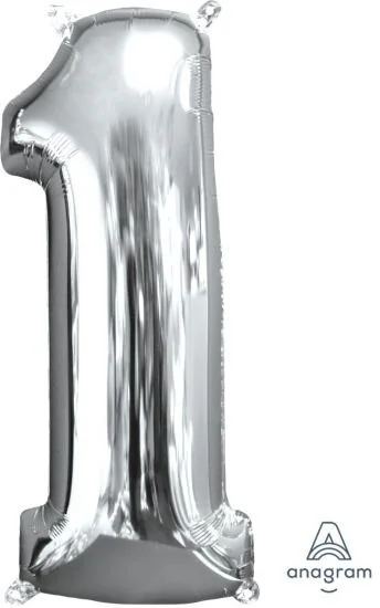 Foil Number 1 Balloon 66cm - Silver.jpg
