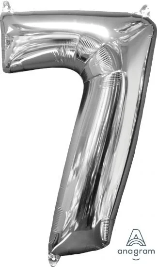 Silver Medium Sized Number 7 Balloon 66cm