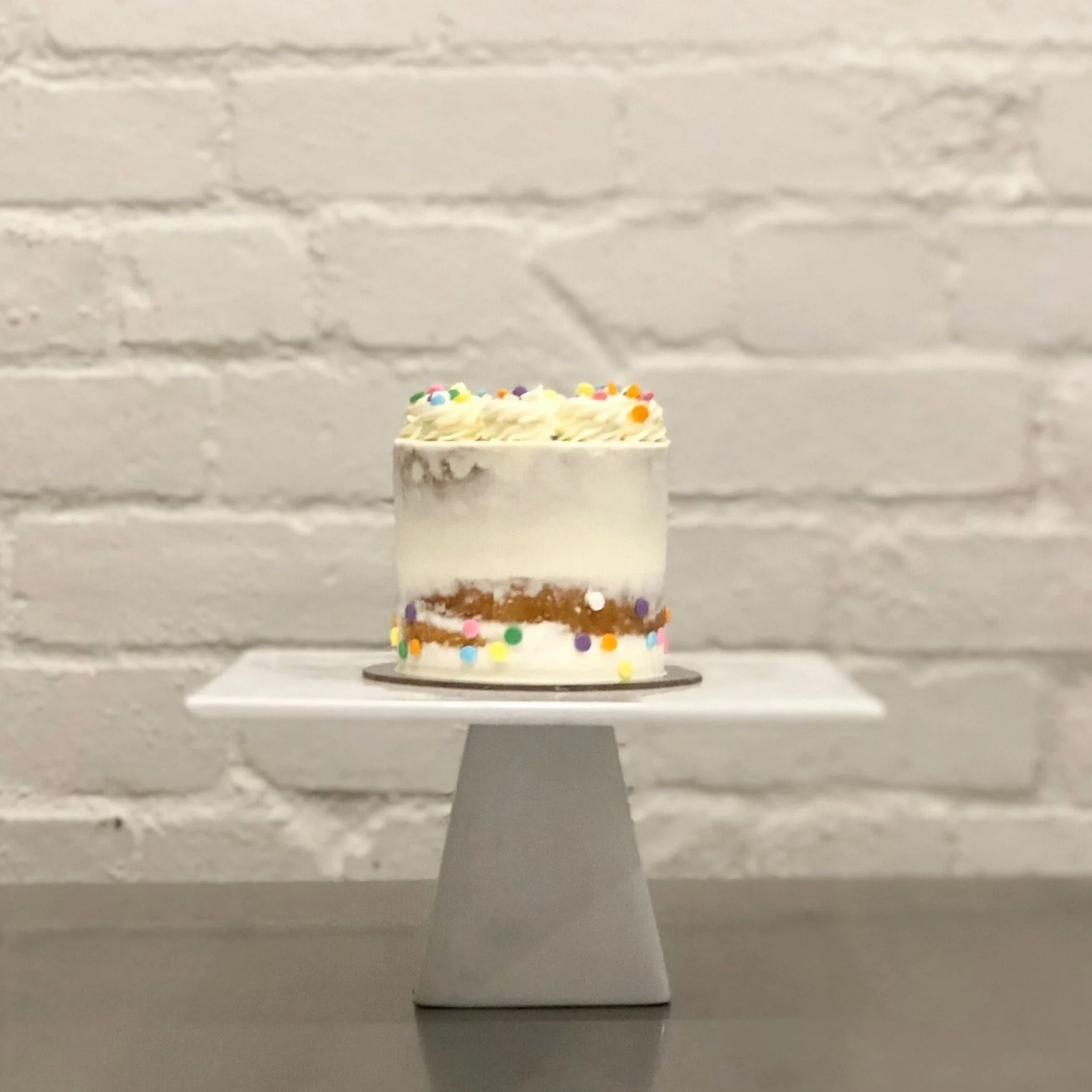4" Semi Naked Vanilla Confetti Cake 4-6 Serves