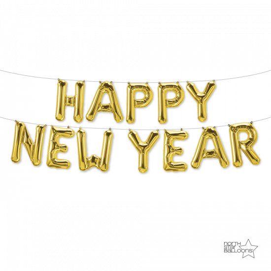 Happy New Year Air Filled Balloon Kit - 40cm.png