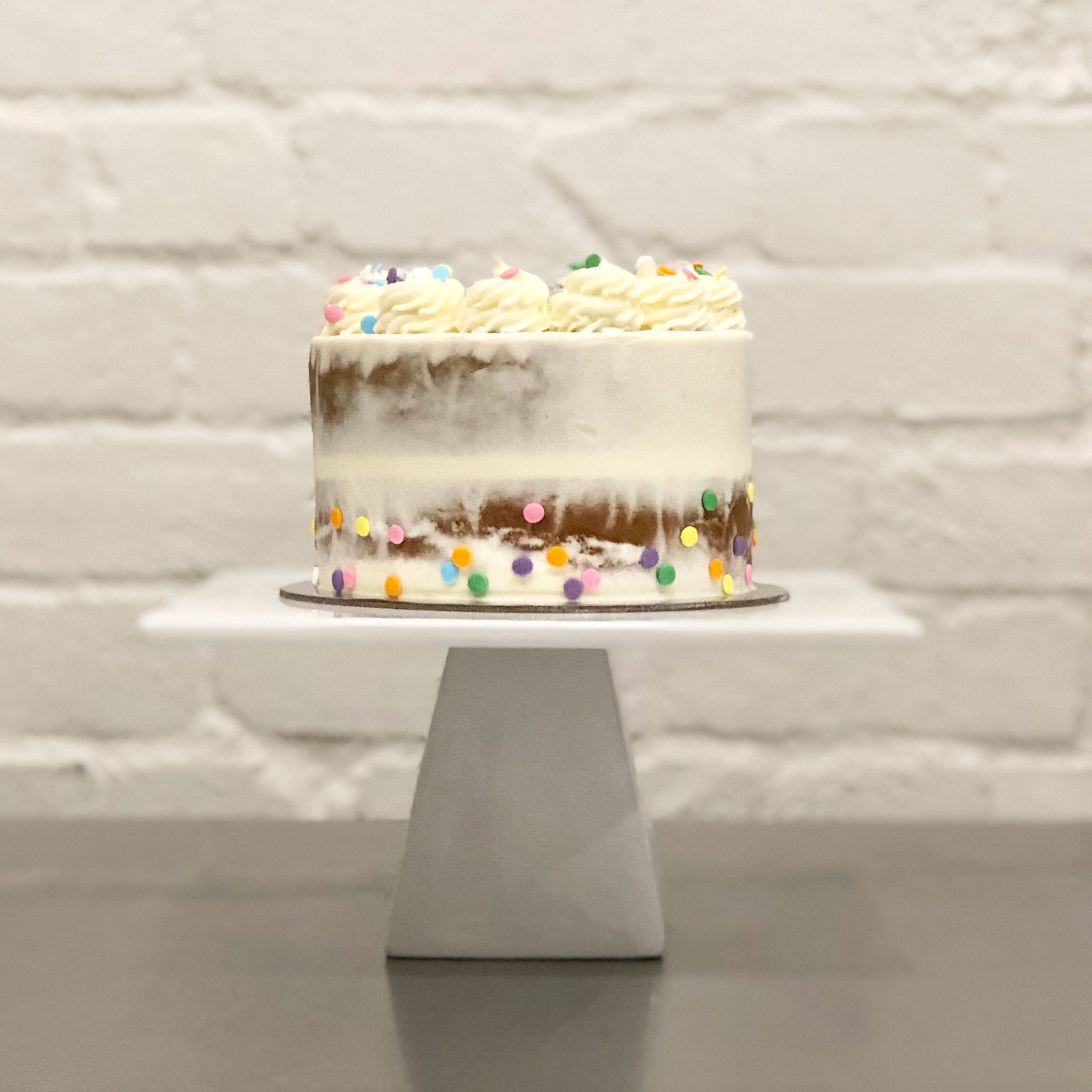 8" Semi Naked Vanilla Confetti Cake 20 serves (Pre Order)