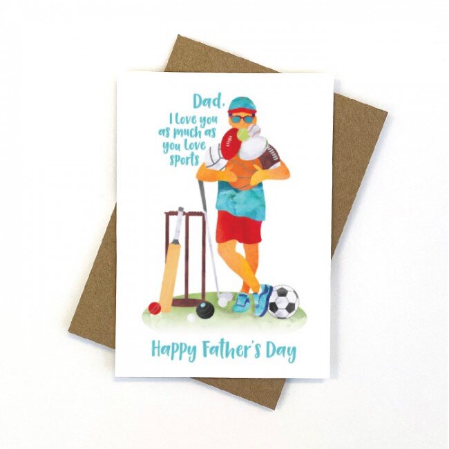 Sporty Dad Father's Day Card — Burnt Butter Cakes