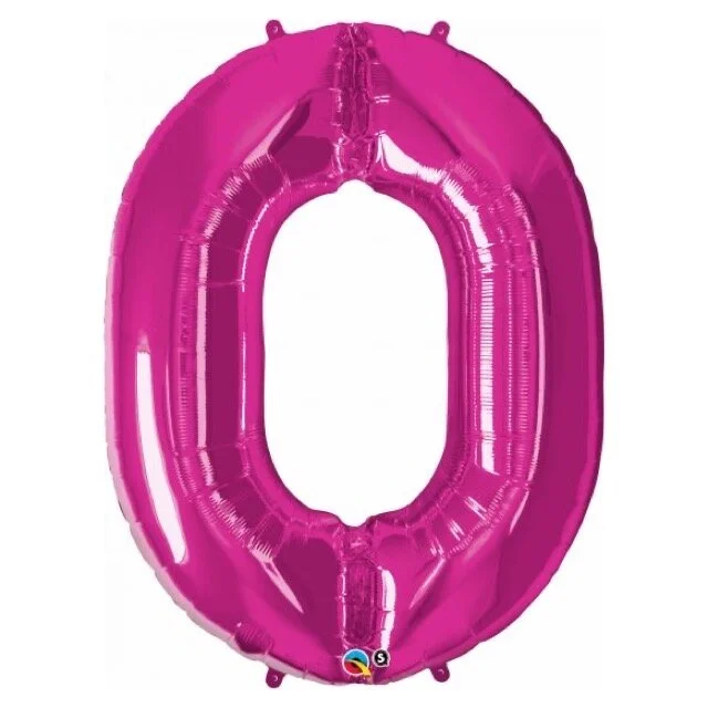 Hot Pink Giant Number 0 Balloon 86cm
