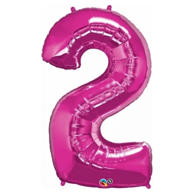Hot Pink Giant Number 2 Balloon 86cm