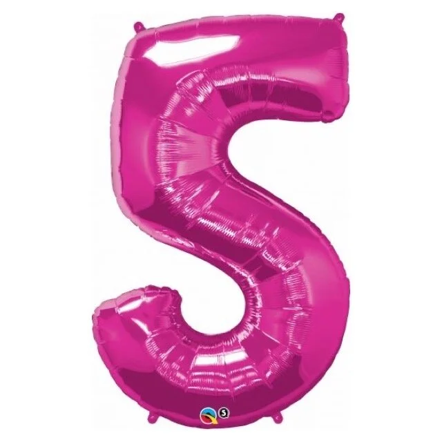 Hot Pink Giant Number 5 Balloon 86cm