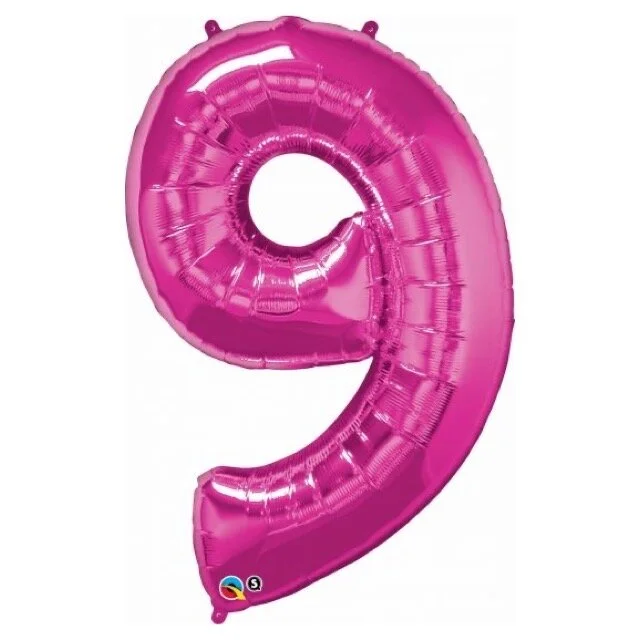 Hot Pink Giant Number 9 Balloon 86cm