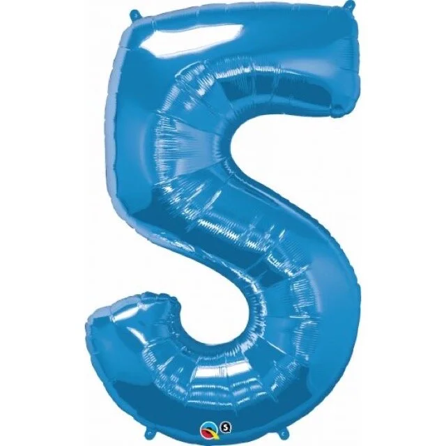 Blue Giant Number 5 Balloon 86cm