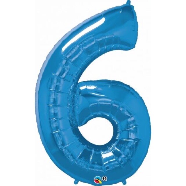 Blue Giant Number 6 Balloon 86cm