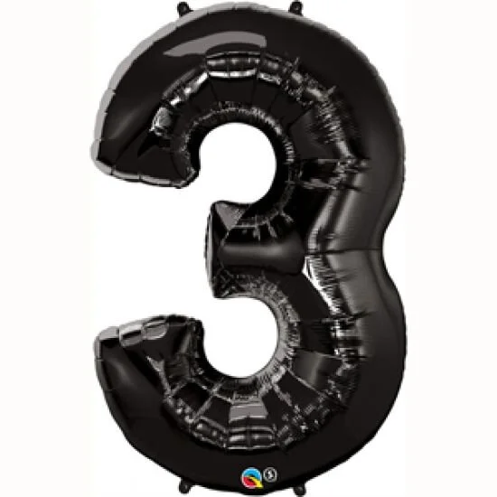 Black Giant Number 3 Balloon 86cm (Discontinued)