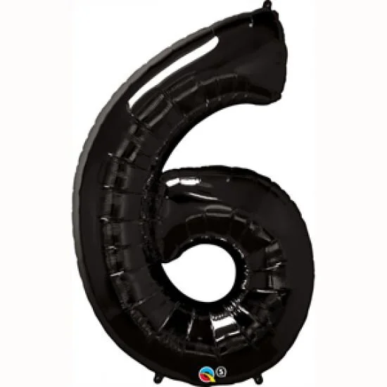 Black Giant Number 6 Balloon 86cm (Discontinued)