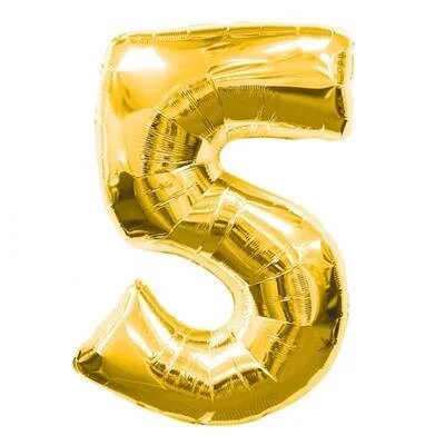 Gold Giant Number 5 Balloon 86cm (Discontinued)