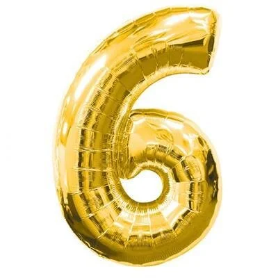 Gold Giant Number 6 Balloon 86cm (Discontinued)