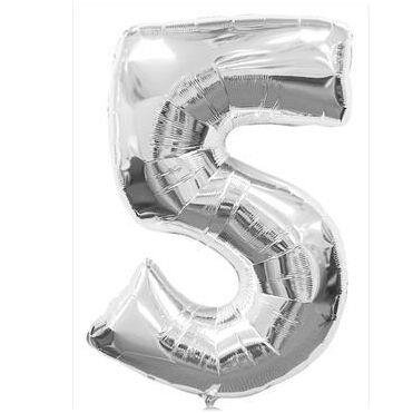 Silver Giant Number 5 Balloon 86cm Discontinued
