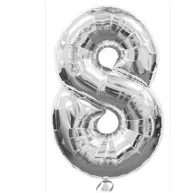 Silver Giant Number 8 Balloon 86cm Discontinued