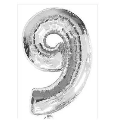 Silver Giant Number 9 Balloon 86cm Discontinued