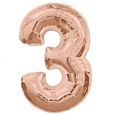 Rose Gold Giant Number 3 Balloon 86cm Discontinued