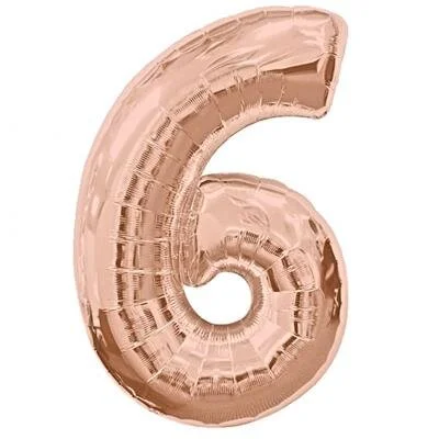 Rose Gold Giant Number 6 Balloon 86cm Discontinued