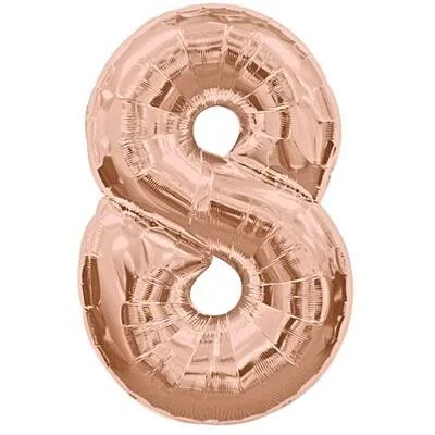 Rose Gold Giant Number 8 Balloon 86cm Discontinued