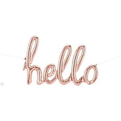Hello Rose Gold Air Filled Script Balloon