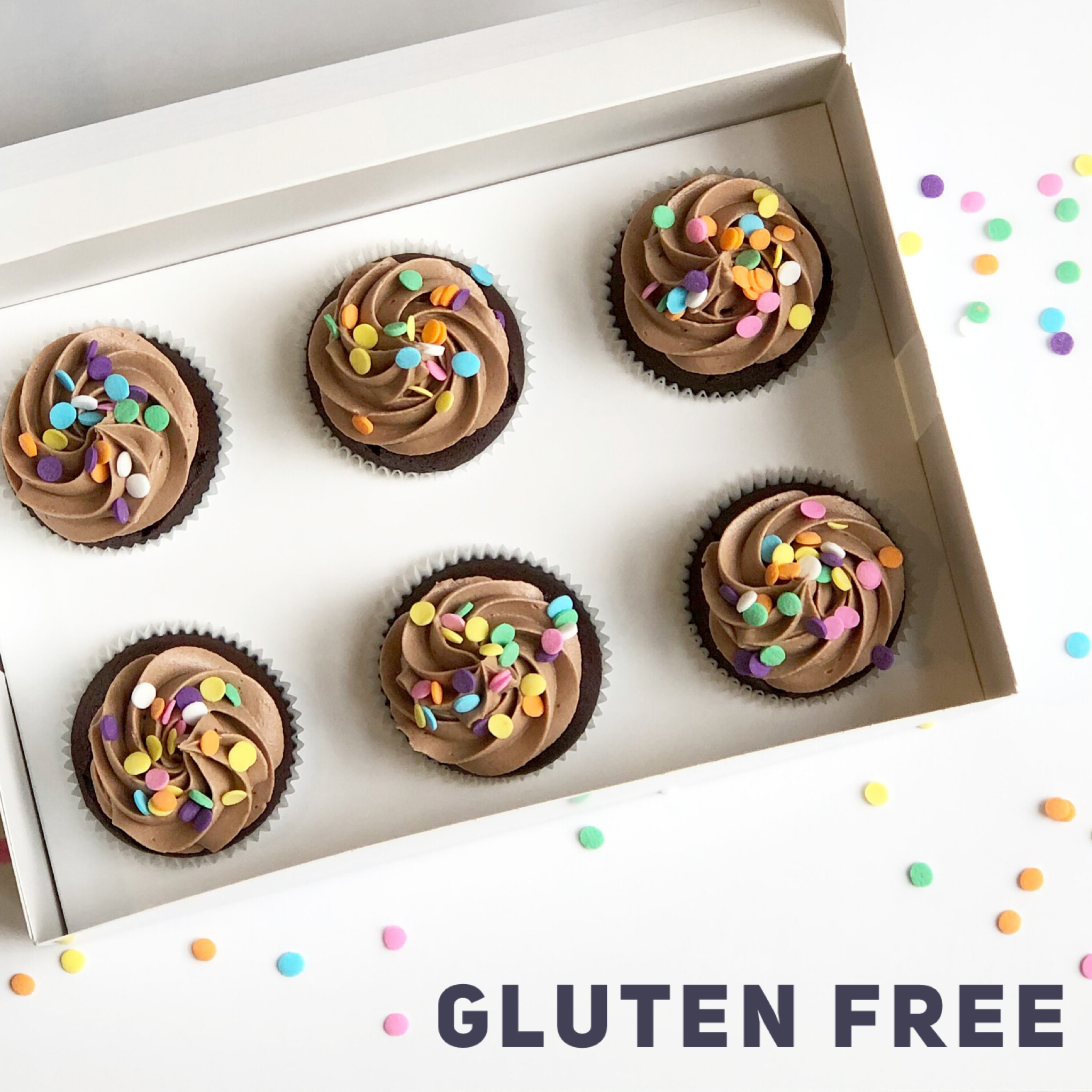 Gluten Free Chocolate Confetti Cupcakes 6 pack (Pre Order)